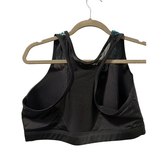 Cacique Swim By Cacique Black & Tropical Leaf Print Zip Front Sports Bra Size 20 - Picture 8 of 12